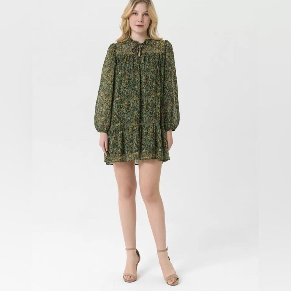 Zara Paisley Print Long Sleeve‎ Mini Dress Size M